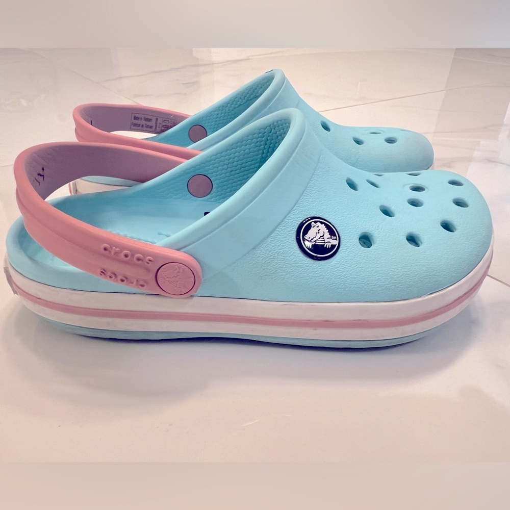 CROCS Kids Aqua and Pink Band Shoes